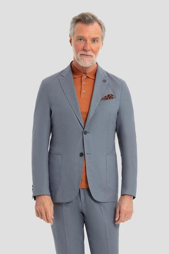 Sabri Özel Mono Collar Linen Suit Gray-Blue