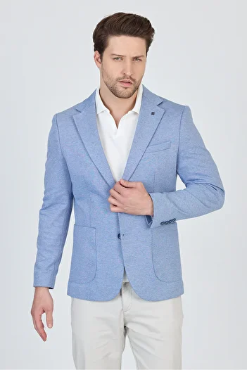 Frappoli Feniks, albastru, jumătate căptușită, cu buzunar, amestec de bumbac, lycra, slimfit, jachetă sport