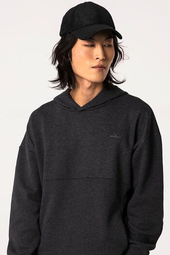 Nordbron Men's Anthracite Basic Cotton Hooded Sweatshirt Long Sleeve Soft Textured Pocket Knitted Nicol