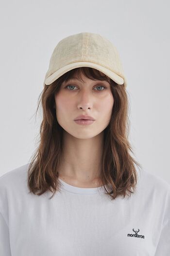 Nordbron Unisex Beige Silk Linen Look Elegant Back Adjustable Cap Hat Cotton Inner Lining Bethnal