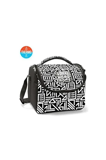 Coral High Black and White Geometric Patterned Thermo Lunchbox 22782