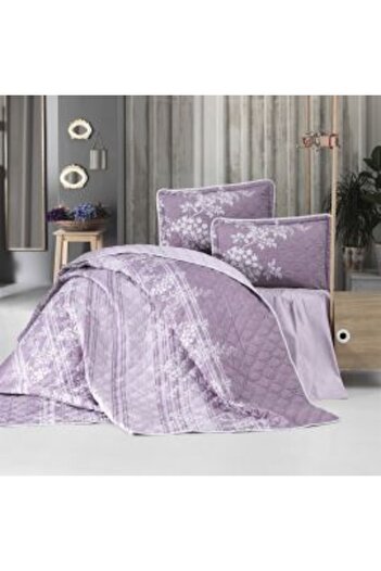 Clasy Quilted Double Bedspread 240 x 260 cm and 2 Pillowcases 50 x 70 cm, Purple BOVA V 2