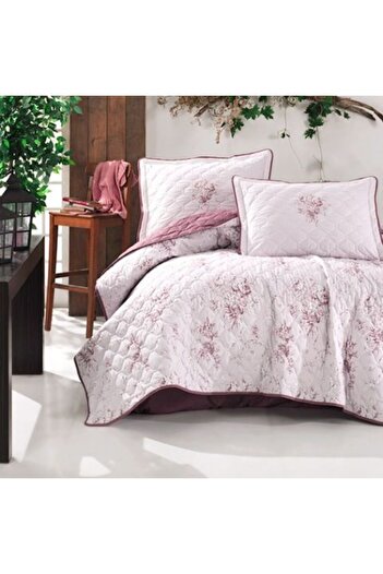 Clasy Quilted Double Bedspread 240x260 cm with 2 Pillowcases 50x70 cm, Mov ESTE V 2