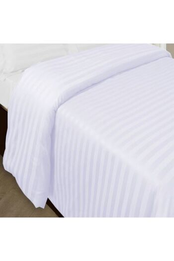 HomePuls Single Duvet Cover Damask Polycotton Striped 1 cm, 140 x 220 cm, White