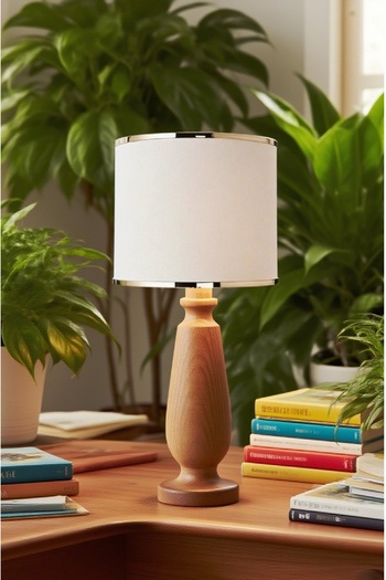 571 Store Magnolia Table Lampshade Wooden Body Fabric Headboard Decorative Table Lamp Night Light