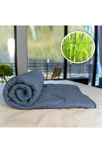 Ralex Quilted Bamboo Winter Comforter with Damask Cotton Cover 140 x 210 cm, Anthracite Gray