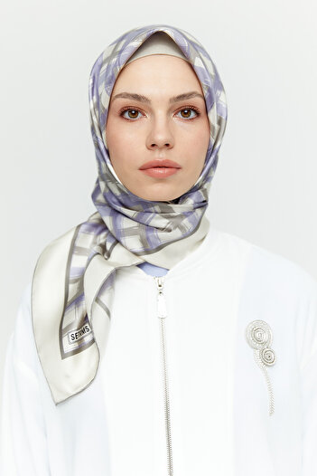 Setrms Fırça Desenli Twill İpek Eşarp