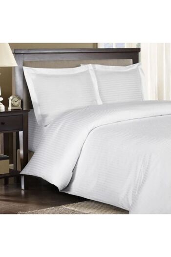 Ralex Bed linen double set Damask HoReCa linear double satin Cotton 100%, stripe 1 cm, 4 pieces, sheet 220