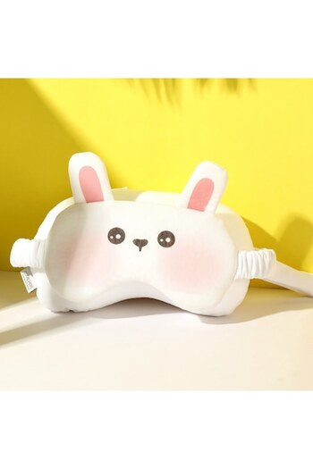 FEN 2-in-1 Sleeping Mask with Neck Pillow, Cotton, Rabbit Design, White