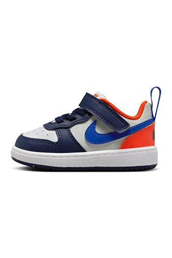 Nike Court Borough Low Recraft Strap Closure Shoes - Midnight Navy/Team Orange/Light Silver/Blue