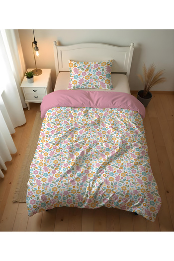 Evmila Double Sided Floral Patterned - Printed Single Duvet Cover Set