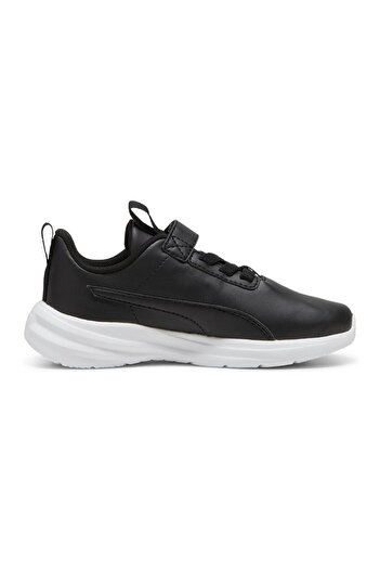 Puma Rickie Runner Hook-and-Loop Closure Sneakers - Black & White