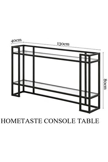 genric FFD Glass Console Table Metal Console Table with Dual Clear Glass Shelve Entryway Table Narrow