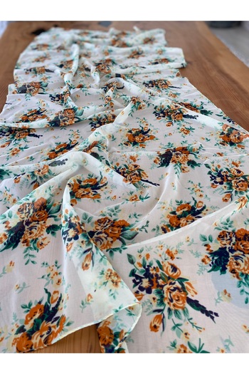 Bohemian White Floral Patterned Soft 170 X 55 cm Shawl Scarf Hair Band 1757099