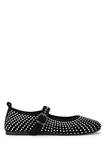 Valmenti Women's Genuine Leather Black Suede Ballerina Shoes
