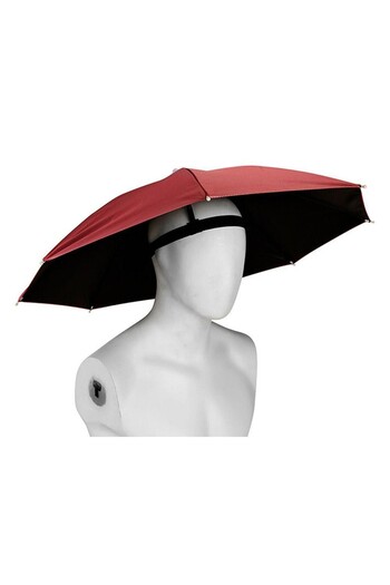 Flippy Head Umbrella, Flippy, Diameter 69 cm, Elastic Headband, UV/Rain Protection, Dark Red
