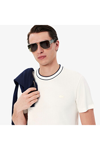 Lacoste Stretch Pique Stripe Collar T-shirt - TH8174-00-70V