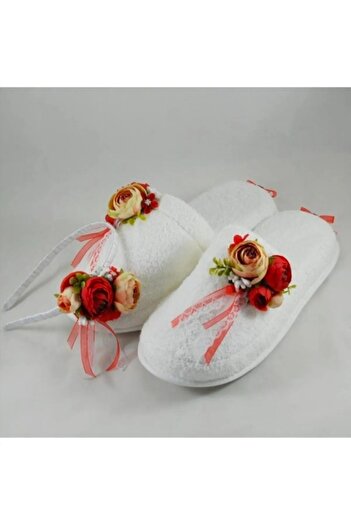 Canbutik Peony Floral Maternity Slippers and Crown Set