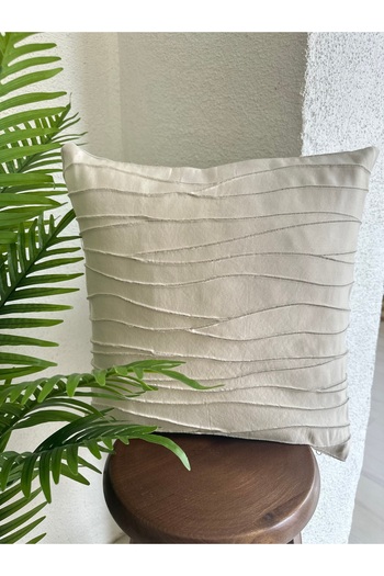 Decamor home Light Gray Self Patterned Throw Pillow Cover