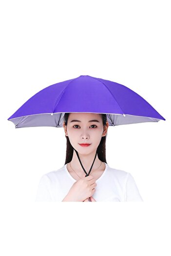 Flippy Head Umbrella, Flippy, Diameter 69 cm, Adjustable Head Strap, UV/Rain Protection, Purple