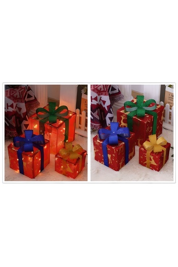 COOYA 3-Piece Christmas Gift Box Lamp Set, LED Light String, Colorful Decorative Atmosphere Light