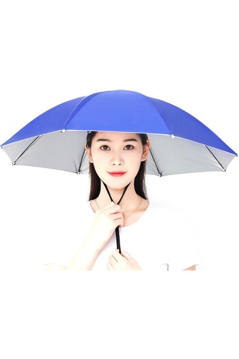 Flippy Head Umbrella, Flippy, Diameter 69 cm, Adjustable Head Strap, UV/Rain Protection, Dark Blue