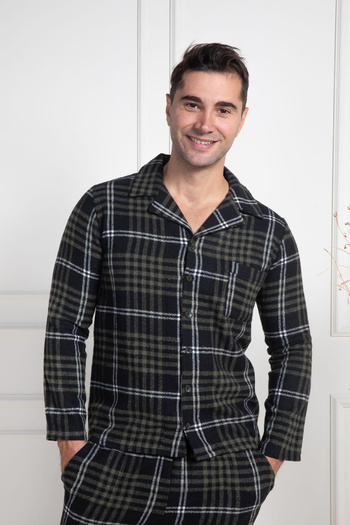 Mavelle Men's Plaid Large Size Winter Bottom Top Pajamas Suit 2950