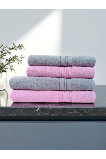 asev tekstil 90X150 & 50X90 cm – Glitter 4-Piece Bath Towel Set