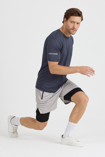 pandy Men's Quick Dry Feature Training Astroturf Fitness Short Leggings Sports Shorts