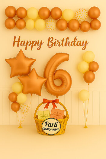 parti hediye sepeti Rose Gold 1 Year Birthday Balloon Set |   Star Foil & Happy Birthday Ornaments