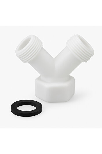DESIPHON Plastic Y Fork Connecting Apparatus + Gasket |   3/4 Inch Water Distributor for Washing Machine Faucet
