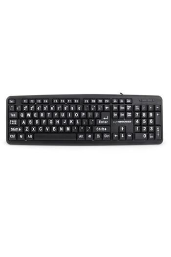 Bibilel Tastatură standard cu litere mari și simboluri, interfață USB, 1,45 m, neagră, TCL-BBL4527