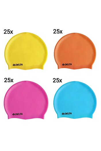 Delta Unisex 100 Pieces Silicone Swimming Cap Mixed Color Silicone Swimming Cap