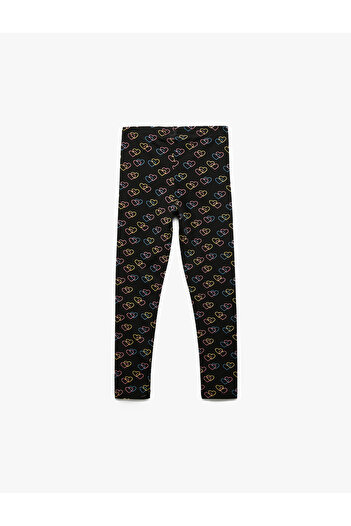 Koton Cotton Elastic Waist Heart Patterned Long Leggings