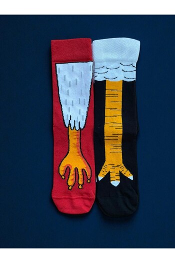 MODA Pack of 2 Red and Black Chicken Feet Socks