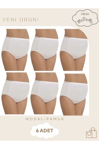 Belinay Women'S, White, 50% Modal, 40% Cotton, 10% Lycra, Maternity Panties, Pack of 6