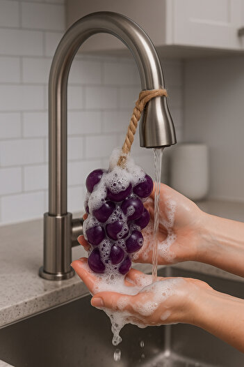 modacepte Pavi̇li̇ Set of 3 Handmade Grape Soaps – Natural Hangable Soaps (Color Selection – Gift)