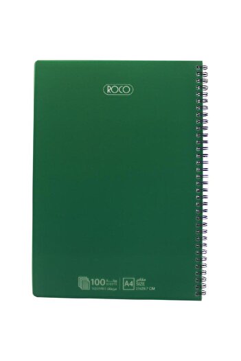 Roco Notebook, A4, 100 Sheets, Square Ruled, Green