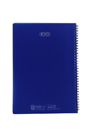 Roco Notebook, A4, 100 Sheets, Square Ruled, Blue