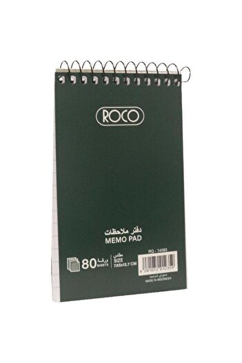Roco Memo Notebook, Pocket Size, Solid, 7.65 X 12.7 cm, 160 Pages (80 Sheets), Lined, Green