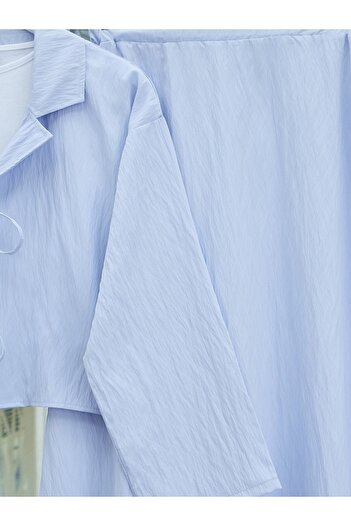 Modamorfo Double Breasted Collar Double Lace Skirt Suit - Baby Blue