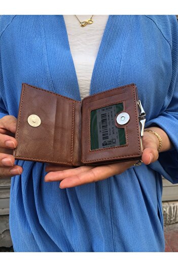 H&D COLLECTİON Very Stylish Lock Detailed Small Size Wallet with Coin Compartment 8056
