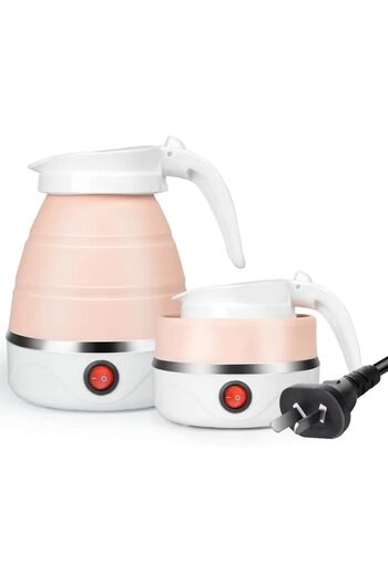 Twinkle Mart Foldable Electric Travel Kettle – 600ml Compact Silicone Body, Quick Boil, Auto Shut-Off, Portable