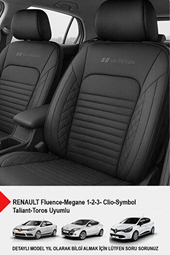 GM-DESIGN Istanbul Series Leather Auto Seat Cover (Renault Fluence-Megan 1-2-3-Clio-Symbol-Tailant-Toros)