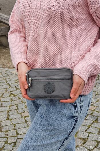 FCSTORE Women's Gray Wallet Waterproof Clinker 3 Compartment Front Zipper Clinker Wallet