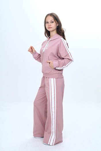 Jannock 100% Cotton 2 Thread Girls Tracksuit Set – Oversize, Hooded, Kangaroo Pocket-308