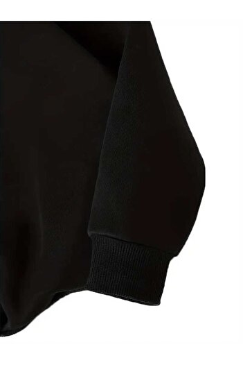 caddekombin Kelebek Yarı M Harfi Baskılı Bisiklet Yaka Sweatshirt