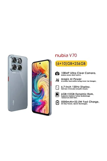 ZTE Nubia V70 Dual SIM Stardust Gray 6GB+10GB RAM 256GB 4G - Middle East Version