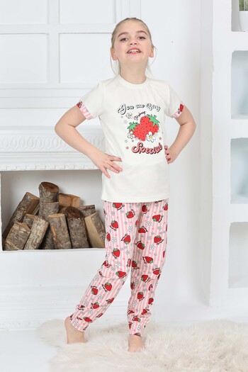 FORMO Girls' 100% Natural Cotton Short Sleeve Quality Pajama Set