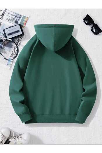 caddekombin Sakura Discovery Union Printed Hooded Cotton Green Sweatshirt with Pockets